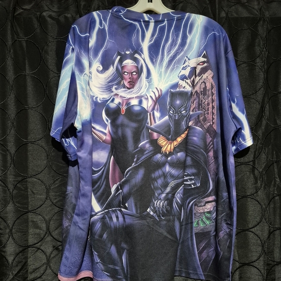Black Panther and Storm Graphic Shirt with Superhero Design - Picture 3 of 4
